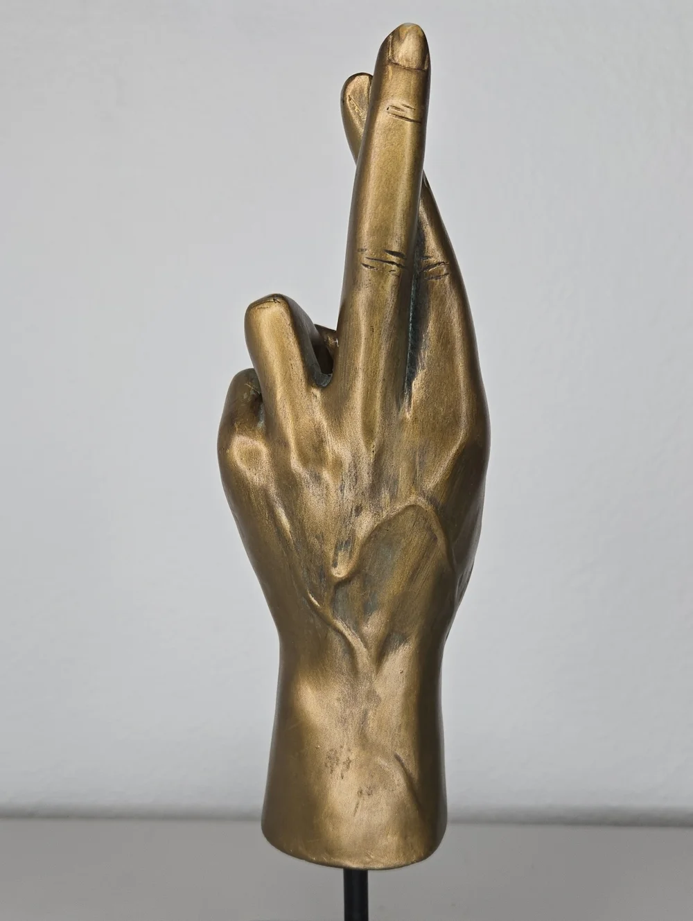 Vintage Brass Fingers Crossed Sculpture